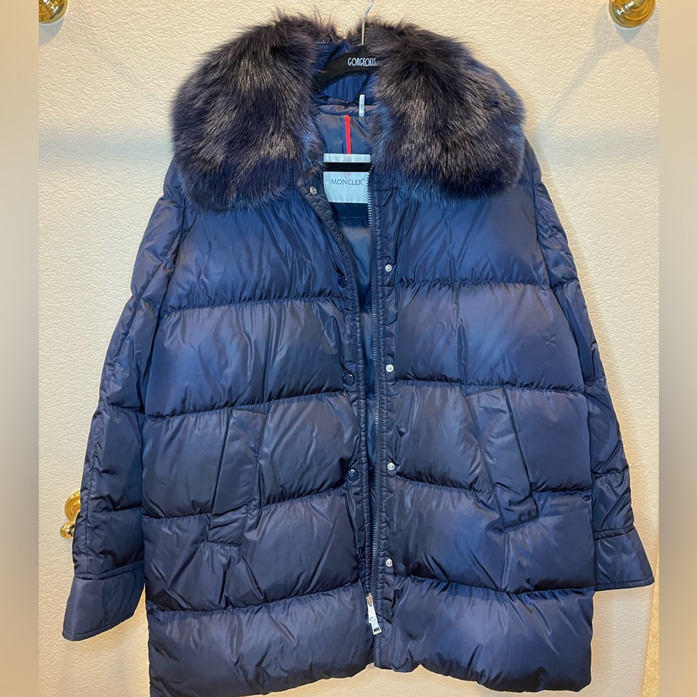 Moncler Mesange Puffer Coat w/ Fur Collar